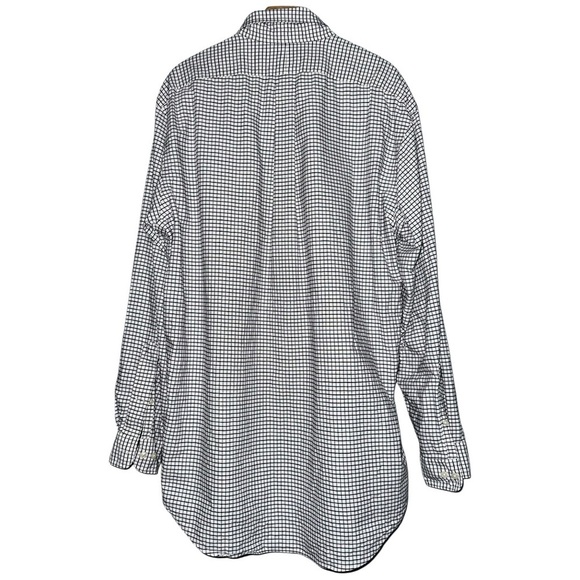 Ralph Lauren Sz 16 34 35 White Navy Windowpane Plaid Yarmouth Button Down Shirt - Picture 3 of 5